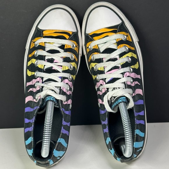 Converse All Star Low Sneakers - Size 6.5 - Rainbow Zebra Shoes - 568949F - Picture 3 of 10